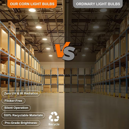 70W LED Corn Light Bulb, 700W Equivalent 9100LM, 3000K Warm White, Waterproof & 90% Energy Saving, E26/E39 Base Outdoor Light Bulbs for Garage, Factory, Shop (2-Pack)