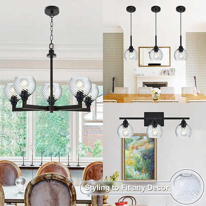 3 Pcs Clear Ripple Fitter Opening Lighting Fixture Globe Replacements, E26 Base 1-5/8 Inch Fitter, Globe Cover for Ceiling Wall Fixtures Lamp Posts or Streetlights