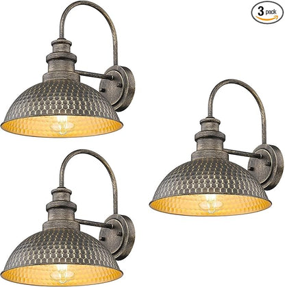 Outdoor Barn Lights, Anti-Rust Outdoor Wall Sconce,Farmhouse Exterior Wall Lights, Weather Resistant Porch Lighting Fixture,Vintage Outside Lighting for Porch,Garage,Patio (Vintage Bronze, 3 Pack)
