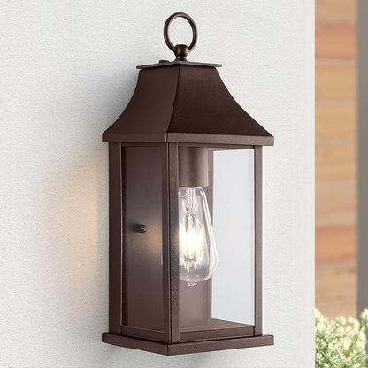 Dusk to Dawn Outdoor Wall Lights, Oil Rubbed Bronze Outdoor Light Fixtures, 15" Exterior Wall Sconce Lights, Waterproof Outside Lantern Lamp for Porch, Front Door, Garage