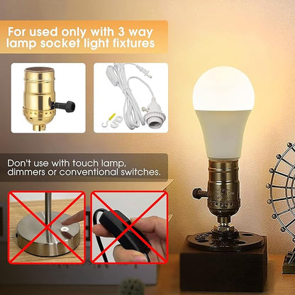 Briignite LED Light Bulbs, 3 Way LED Light Bulbs 50 100 150W Equivalent, 3 Way Light Bulb, Three Way A19 Light Bulbs E26 Medium Base, Warm White 3000K, 500lm-1000lm-1500lm, 2 Pack
