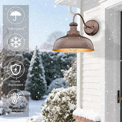 Outdoor Farmhouse Barn Light, Outside Wall Sconce, Weather Resistant Anti-Rust Farmhouse Exterior Wall Light, Outdoor Lantern Lamp for Porch, Garage, Patio, Entryway (Oil-Rubbed Bronze, 3 Pack)