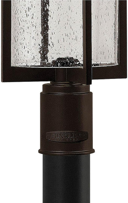 Hinkley Shelter Large Post Top or Pier Mount Lantern - Low Voltage, LED Included, Aluminum, Clear Seedy Glass Shade, Dark Sky Compliant - Buckeye Bronze Finish