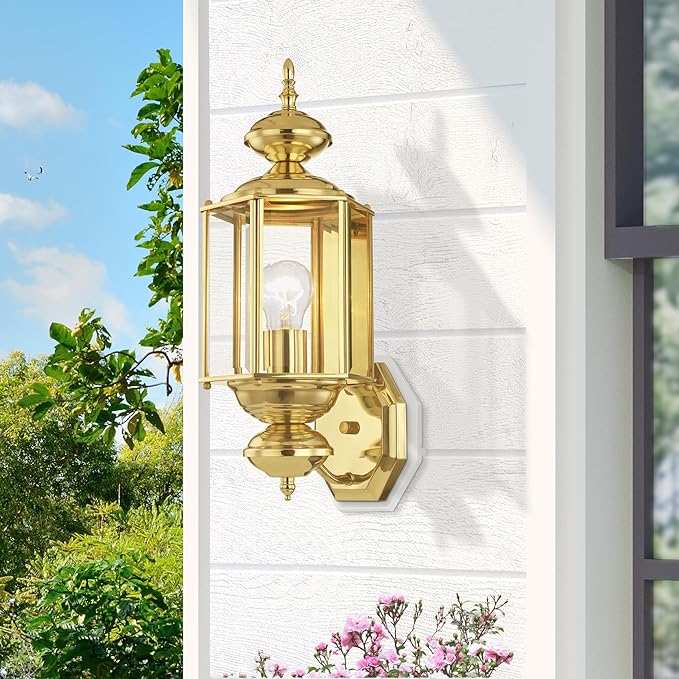 Livex Lighting 2006-02 Basics 1 Light PB Outdoor Wall Lantern, Polished Brass