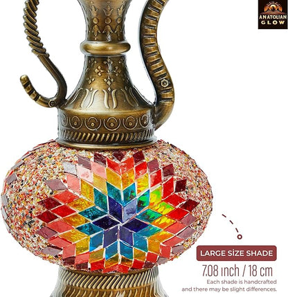Turkish Mosaic Lamp – Handmade Antique Decorative Lighting with Multicolor Glass Shade and Moroccan Tiffany Style – Bedside Table Lamp for Bedroom, Living Room, Office, Gift Decor