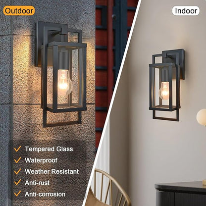 ALVIME Outdoor Wall Lights, Exterior Light Fixture, Waterproof Exterior Wall Sconce, Porch Outside Lights for House, Entryway, Front Door, Backyard, Patio, Garage, E26 Base&High Strength Clear Glass