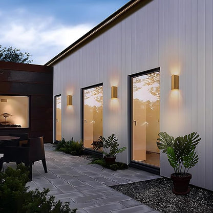 11" Modern Outdoor Wall Lights Hand-Brushed Vintage Gold LED Exterior Lighting Fixtures Outdoor Wall Sconce Light for House Exterior Garage Porch Patio