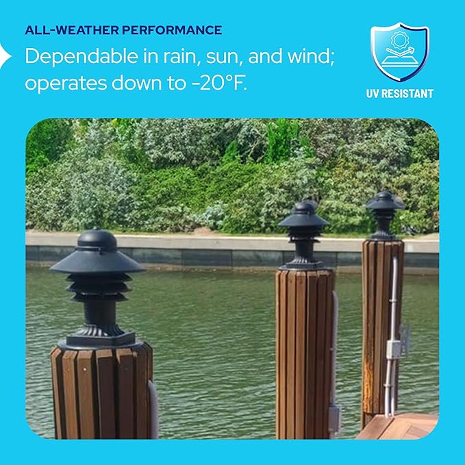 KASTLITE Nautical Pier Mount Outdoor Lighting Fixture - Rust & Waterproof Non-Metallic Coastal Lantern - Fits 3" Poles - UL Listed Patio Fence Porch Deck & Dock Light - USA Made, Short, Matte White