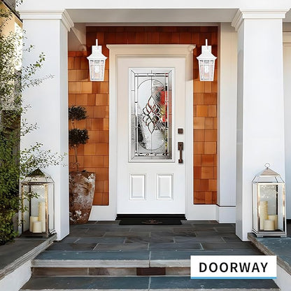Darkaway Large Outdoor Wall Lights for House, 18inch Exterior Lighting Fixtures Wall Mount Outdoor Porch Lights Waterproof White Outside Sconce Lights with Water Ripple Glass for Patio Hallway Garage