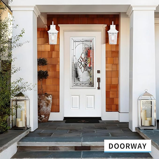 Darkaway Large Outdoor Wall Lights for House, 18inch Exterior Lighting Fixtures Wall Mount Outdoor Porch Lights Waterproof White Outside Sconce Lights with Water Ripple Glass for Patio Hallway Garage