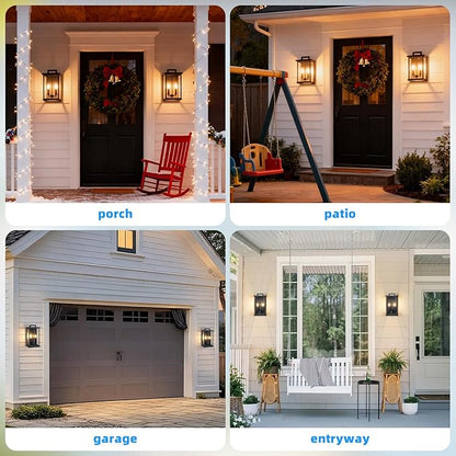 Dusk to Dawn Black Outdoor Light Fixture Wall Mount,Medium Patio Wall Light Fixture,Modern Front Porch Light,Outdoor Exterior Wall Lantern Sconce for House,Garage,Hallway,Waterproof,2 Packs