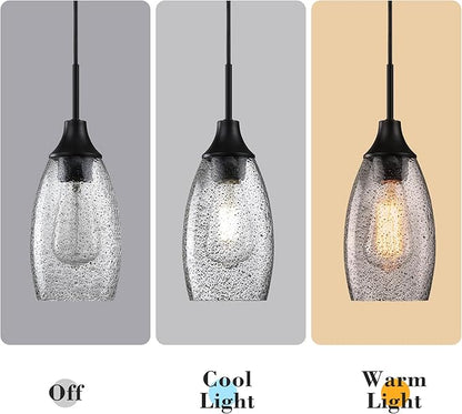 Black Seeded Art Glass Pendant Lamp Shade 4.72" Glass chandeliers Cover Mini Oval Light Shade Replacement Shade Only Light Fixtures for Kitchen Island pendant light 1-Pack