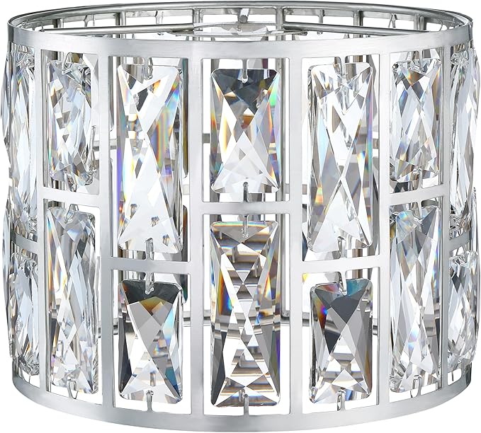 Crystal Metal Pendant Ceiling Chandelier Wall Sconce Lamp Replacement Covers Shade Fixture Brushed Nickel Finish D8.3"*H6.1"