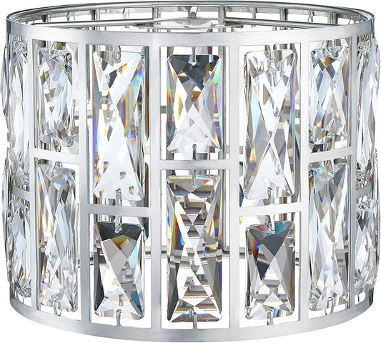 Crystal Metal Pendant Ceiling Chandelier Wall Sconce Lamp Replacement Covers Shade Fixture Brushed Nickel Finish D8.3"*H6.1"