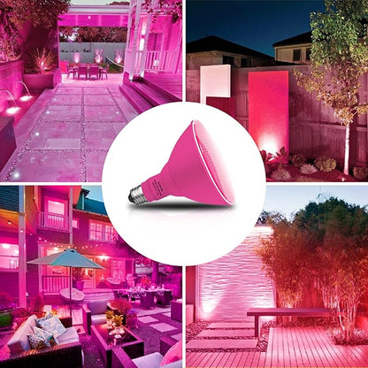 PAR38 Flood Lights Outdoor,Dimmable LED Flood Light Bulbs,20W(Equivalent to 200W),E26 Base,Outdoor Porch,Holiday Lighting,LED Flood Light Bulb for Halloween,Christmas,2 Pack Pink