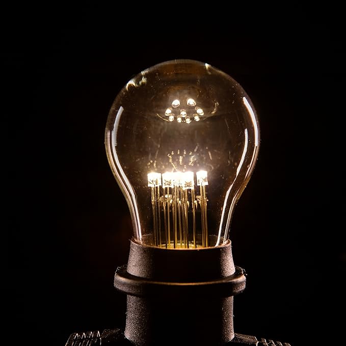 Hometown Evolution, Inc. E26 Commercial String Lights with 16 Gauge Wire (24 Foot 12 Socket, A15 LED 9 Diode 1 Watt Bulbs)