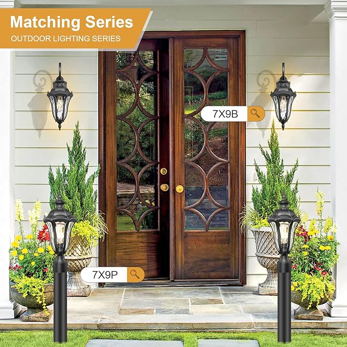 Outdoor Lights Fixtures Wall Mount, Outdoor Sconce Lighting Anti-Rust Exterior Porch Light Waterproof Aluminum Outside Lamp with Water Ripple Glass for Home Garden Patio Garage