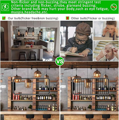 LiteHistory Dimmable E26 LED Bulb 4W Equal Edison Bulb 40 Watt AC120V Tubular Light Bulb Warm White 2200K Amber 250lm T10 LED Bulb for Rustic Pendant,Chandeliers,Wall sconces E26 Light Bulbs 6Pack