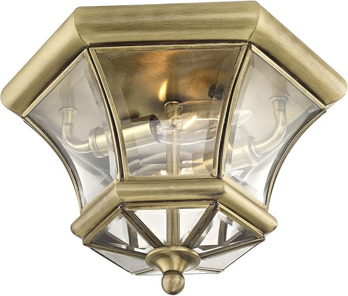Livex Lighting 7052-01 Monterey/Georgetown 2 Light Ceiling Mount, Antique Brass