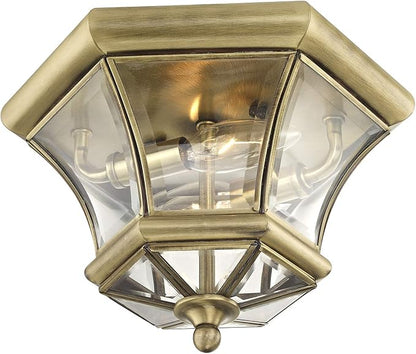 Livex Lighting 7052-01 Monterey/Georgetown 2 Light Ceiling Mount, Antique Brass