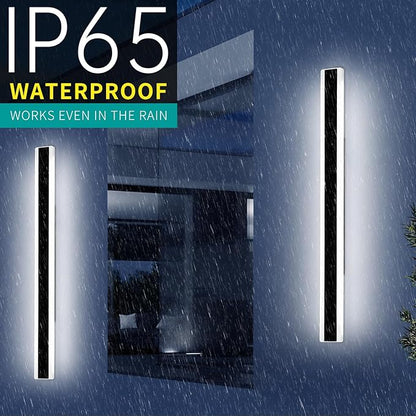 2 Pack 57inch Exterior Wall Light Fixture, 6000K Cold White, Modern Long Outdoor Wall Sconce, IP65 Waterproof, 50W, Black Outside LED Strip Lighting for Garage, Patio, Balcony, Fence