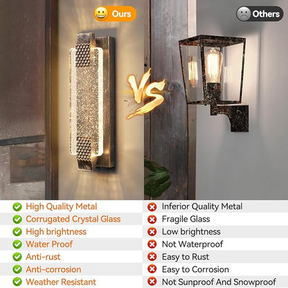 camuucci Dusk to Dawn Outdoor Light,15.7 Inches LED Porch Lights Outdoor Waterproof Modern Outside Sconce Wall Mount for Doorway Hallway Porch Patio Yard Doorway Bronze