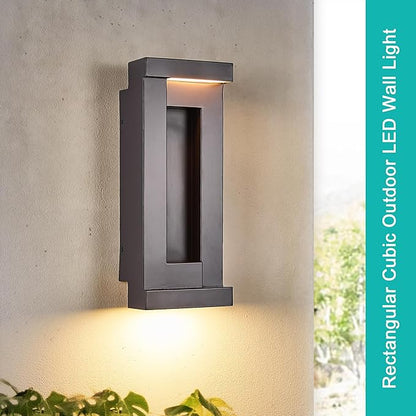 Modern Outdoor LED Wall Lights, 15" H Outside Art Wall Sconce, Bronze Wall Mount Fixture with Integrated LED 24W 2200LM 3000K, IP65 Waterproof Exterior Lamp for House, Porch, Garage