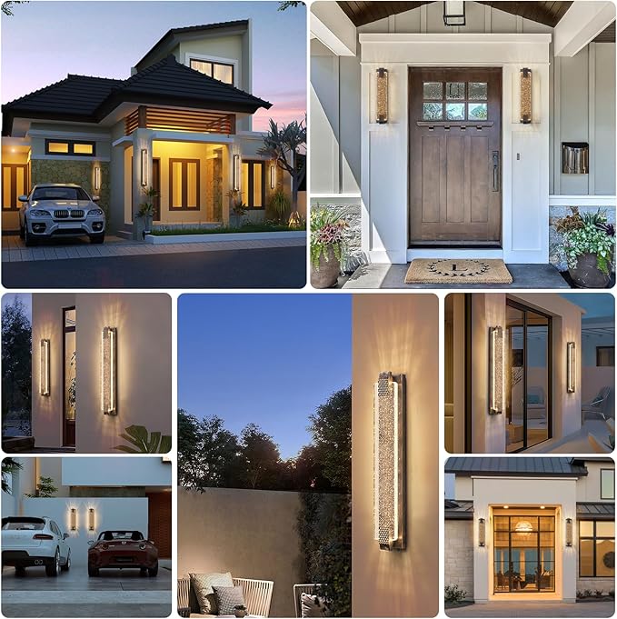 camuucci Dusk to Dawn Outdoor Light, 31.1 Inch LED Porch Lights Outdoor Waterproof Modern Outside Sconce Wall Mount for Doorway Hallway Porch Patio Yard Doorway Bronze
