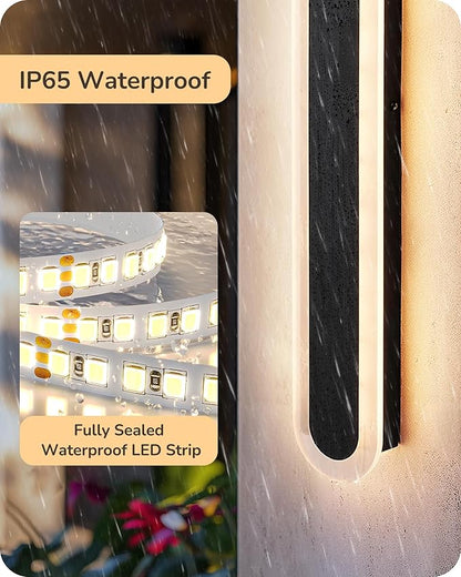 EDISHINE Upgraded 2 Pack 39.4" LED Outdoor Wall Light, Dimmable & 3 CCT, Linear Modern Exterior Lighting Fixtures, IP65 Waterproof, Oval Long Outside Wall Sconce for Garage, Porch