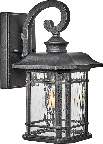 Matte Black Outdoor Wall Lights 16.7 Inch Height Waterproof Outdoor Wall Sconce Exterior Wall Light Fixtures with Water Ripple Glass for Garage Patio Front Door