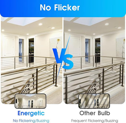 Energetic BR40 LED Light Bulbs, Indoor Flood Light, Dimmable, 4000K Cool White, 110W Equivalent, 1600LM, E26 Base, Recessed Can Lights, High Lumen, Flicker Free, UL Listed, 6 Pack