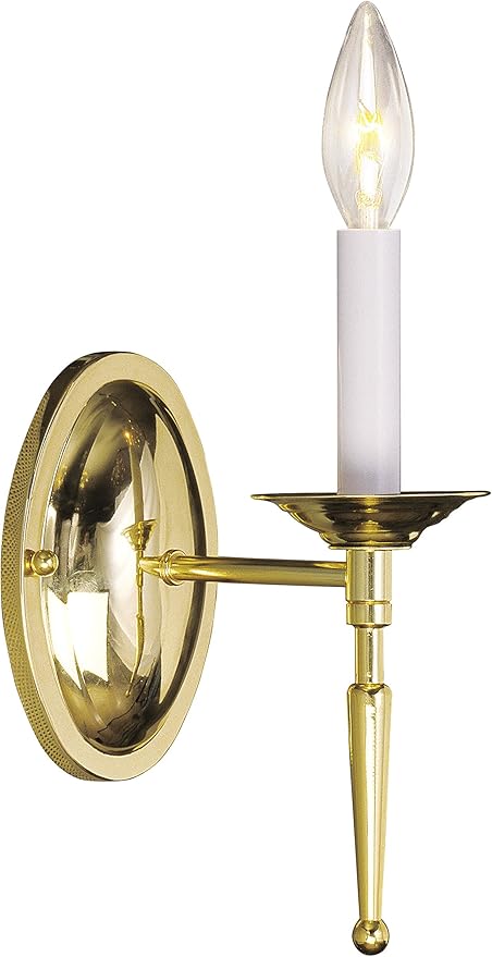 Livex Lighting 5121-02 Williamsburgh 1-Light Wall Sconce, Polished Brass