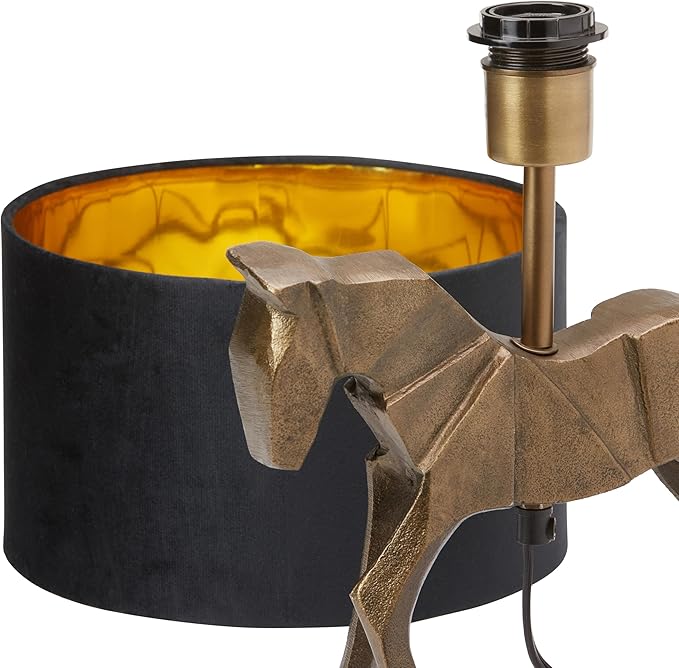 RIVER OF GOODS 17.75 H Gold Origami Horse Base Table Lamp with Black Drum Shade
