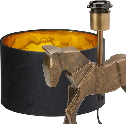 RIVER OF GOODS 17.75 H Gold Origami Horse Base Table Lamp with Black Drum Shade
