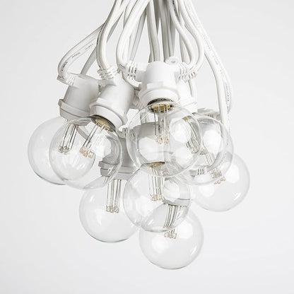 Hometown Evolution, Inc. 25 Foot C9 Commercial LED G50 Globe String Lights with 20 LED G50 Clear 2 Inch .6 Watt Bulbs and White Wire