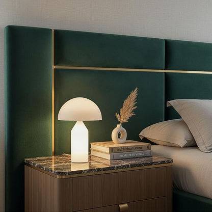 Brightech Venus Glass - 14" Contemporary Table Lamp with Glass Shade and Body - Unique Mushroom Table Lamp - Dimmable LED Light Bulbs for Bedroom Reading, Great Décor for Living Rooms, Offices