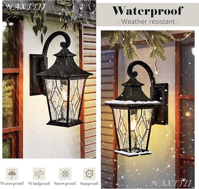 Porch Light Outdoor Modern Outside Sconce Lights in Black Finish 18 Inch Large Garage Outdoor Wall Lamp for House Garage and Entryway