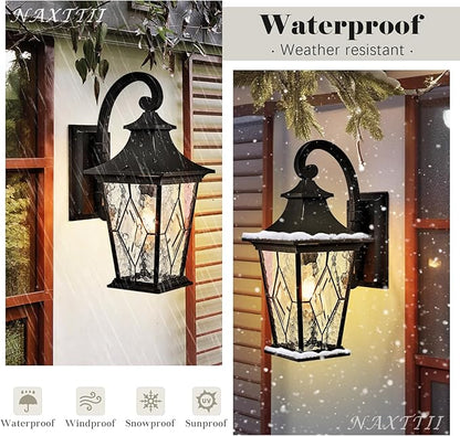 Porch Light Outdoor Modern Outside Sconce Lights in Black Finish 18 Inch Large Garage Outdoor Wall Lamp for House Garage and Entryway