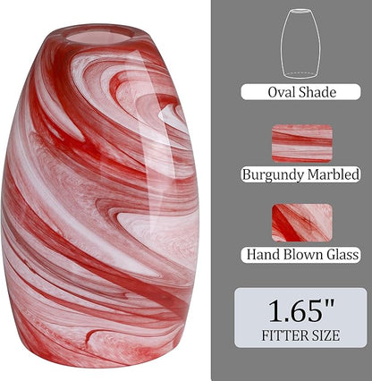 Glass Pendant Lamp Shade 4.72" Art Glass chandeliers Cover,Burgundy Marble Pendant Light Shade Mini Oval Light Shade Replacement Shade Only Light Fixtures for Kitchen Island pendant light