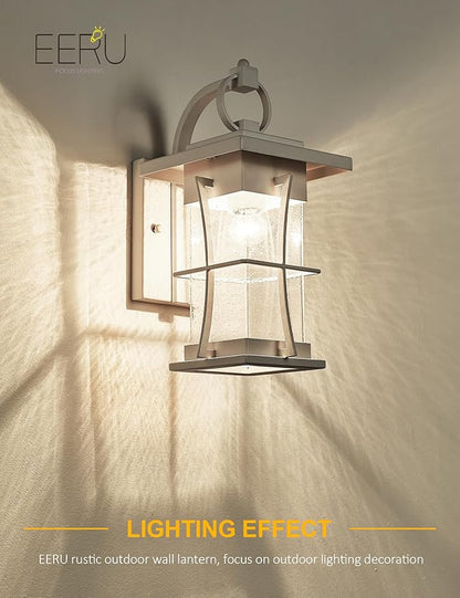 White Outdoor Wall Light Dusk to Dawn Lantern Exterior Fixtures Wall Mount Porch Sconce Light with Photocell Sensor Waterproof Modern Outside House Lighting for House, Patio, Garage, E26 Base