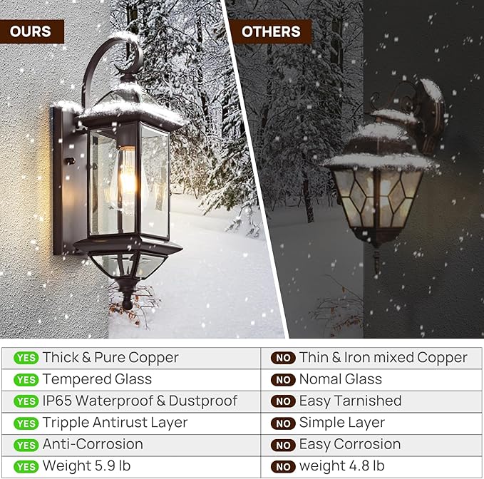 Outdoor Light Fixture 18.5" H Porch Light Oil Rubbed Bronze Outdoor Wall Lights with Clear Glass Waterproof Outside Lights for House Patio Garage Frontdoor 1 Pack Bulb Not Included