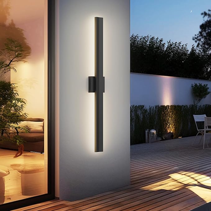 LamQee 39.4 In Aluminum Long Outdoor Wall Light, 3000K 2500LM Integrated LED Waterproof IP65, Linear Modern Exterior Lighting Fixtures Wall Mount Outside Sconce for House Porch Patio Garage Front Door