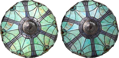 RIVER OF GOODS 24.5" H Halston Double Lit Teal Bowl Shade Stained Glass Table Lamp