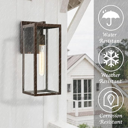 Bestshared Outdoor Wall Sconce Lights,Exterior Wall Lighting Fixtures with Clear Glass, Anti-Rust Outside Lantern Lamp for House Front Porch Doorway Patio(Oil-Rubbed Bronze,2PACK)