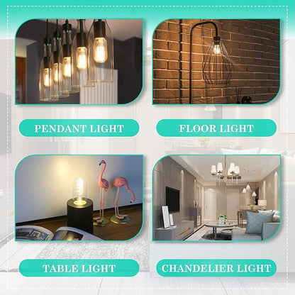 AMDTU Vintage LED Edison Bulb Super Thin Spiral Filament 2700K Soft White, Non-dimmable T45 Incandescent Tubular Light Bulb 40 Watt Equivalent, Clear Glass Light Bulb 4W 120V E26 Base, 4 Pack