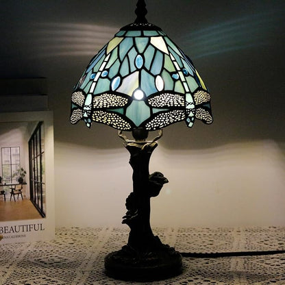 Table Lamp Base Replacement Only, Wide 5 Height 15 Inch, Fit for 6, 8, 10 Inch Tiffany Style Stained Glass Lampshade, Dark Bronze Finish,Resin, Push Switch On Cord(D (W5H15 Inch))