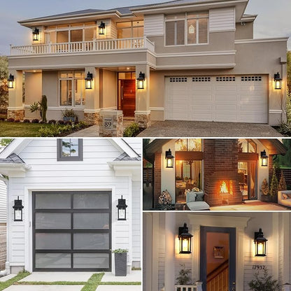 Outdoor Wall Sconce Lights Exterior 2-Pack, 15" Waterproof Retro Black Outside Porch Lights Wall Mount, Exterior Lighting Fixtures Outdoor Coach Lights for House Garage, Bulb Not Included