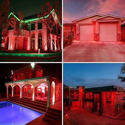 PAR38 Flood Lights Outdoor,Dimmable LED Flood Light Bulbs,20W(Equivalent to 200W),E26 Base,Outdoor Porch,Holiday Lighting,LED Flood Light Bulb for Halloween,Christmas,4 Pack Red Green