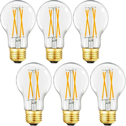 A19 Vintage LED Edison Light Bulbs 75 Watt, E26 Dimmable LED Filament Light Bulbs, Daylight White 5000K,8W Equal 75W Incandescent Bulbs,850LM, AC120V, A19 LED Bulb with 90 CRI,COCODI-6Pack (8W-5000K)