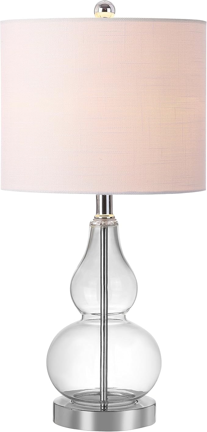 JONATHAN Y JYL1028E Anya 20.5" Mini Glass LED Table Lamp, Transitional, Glam, Midcentury, Modern, Elegant, Office, Living Room, Family Room, Dining Room, Bedroom, Hallway, Foyer, Clear
